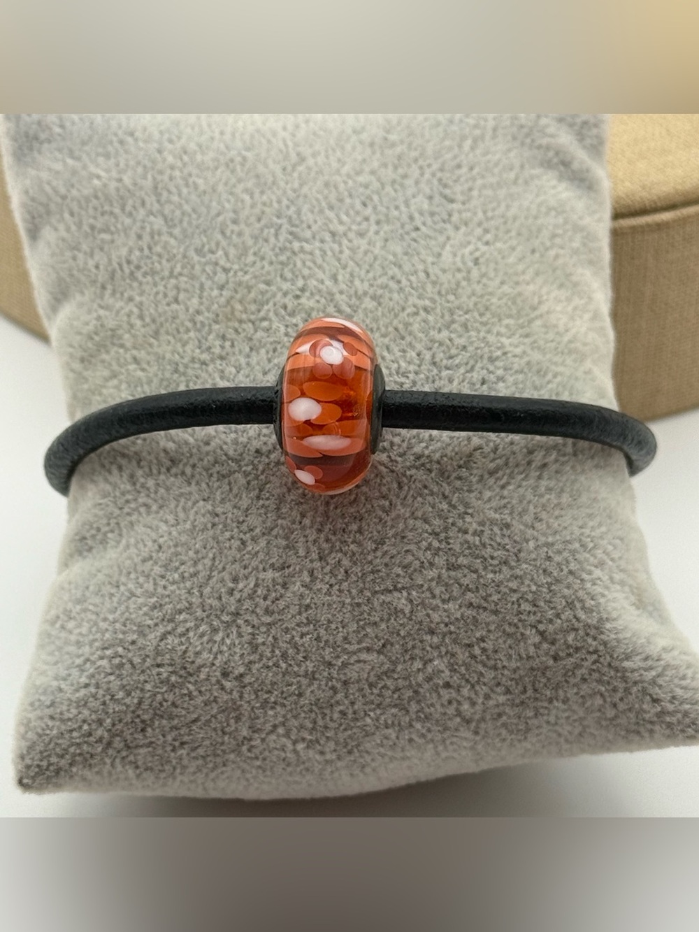 Pandora Orange Glass Bead with White Dot Accents